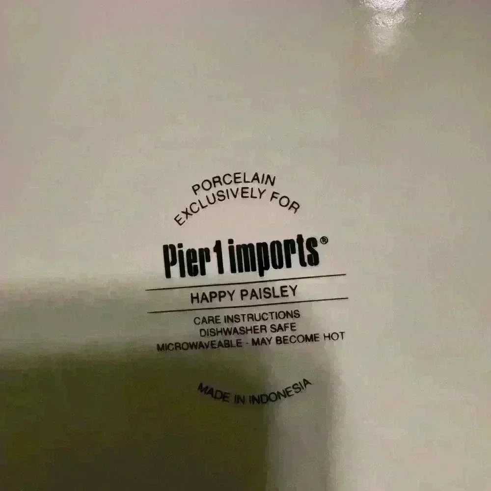Pier 1 Imports Happy Paisley Dinner Porcelain Dinner 2 Plates Discontinued Rare